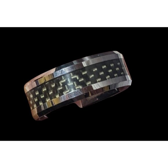 JFSG Tungsten Carbide Carbon Fiber Inlay Men's Wedding Ring 8mm Size 9 - Picture 2 of 10